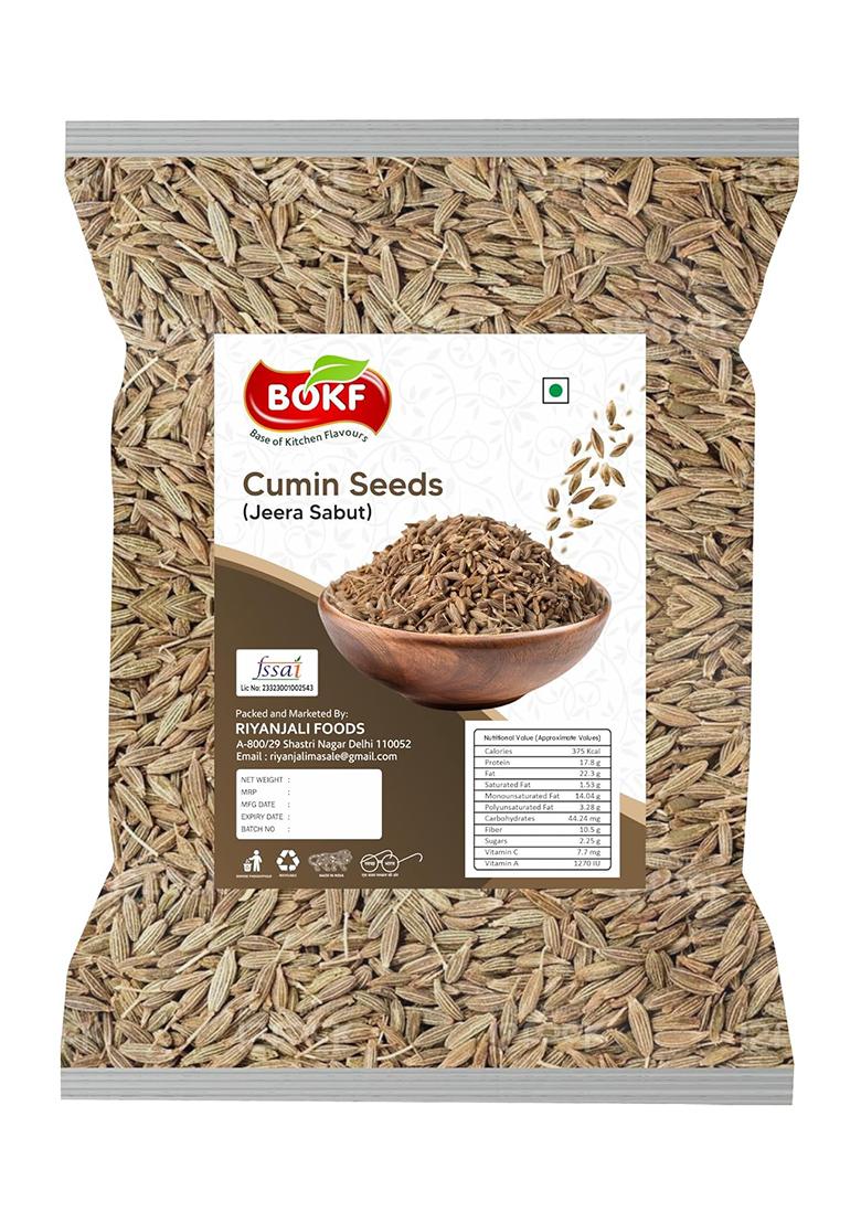 Bokf Cumin Seeds | Jeera Whole 100% Pure & Natural Spice Strong Aroma Taste For Cooking, Tadka Masala 250G Pack Desi