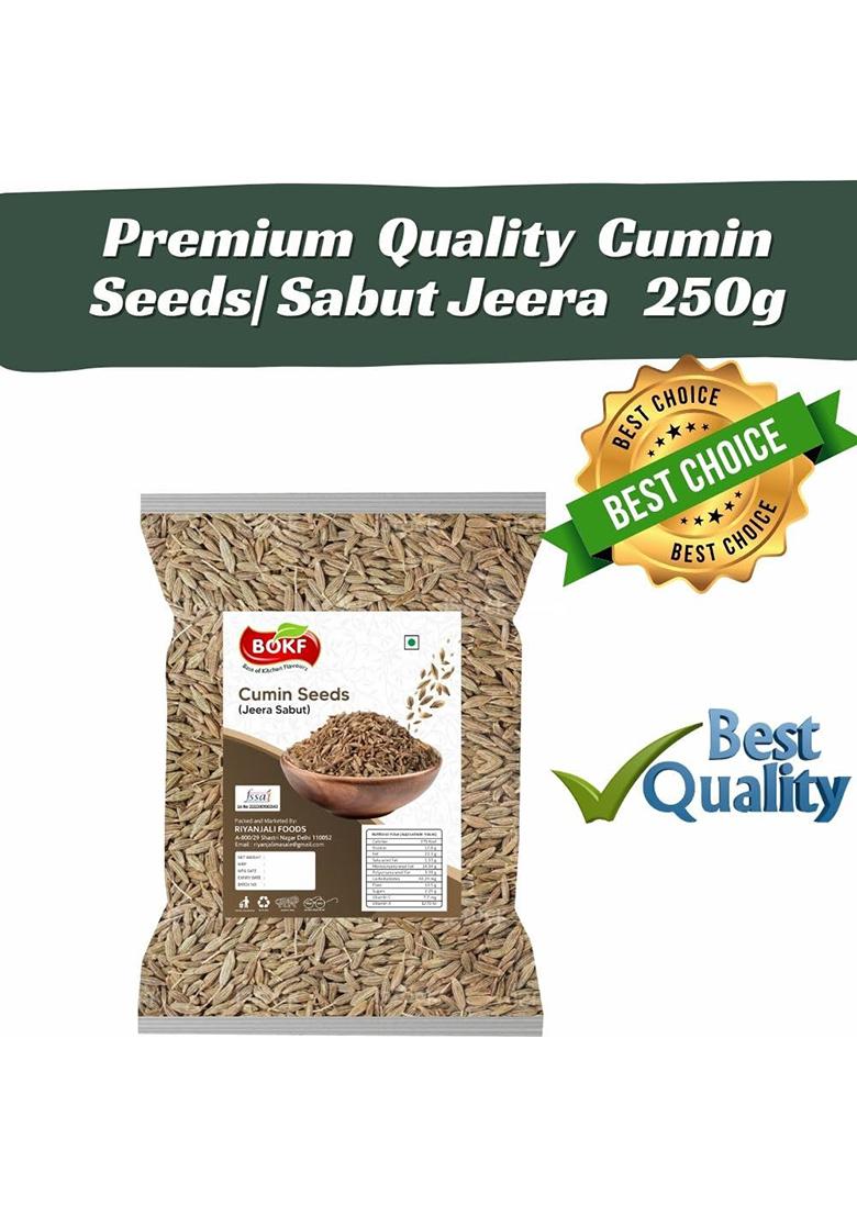 Bokf Cumin Seeds | Jeera Whole 100% Pure & Natural Spice Strong Aroma Taste For Cooking, Tadka Masala 250G Pack Desi