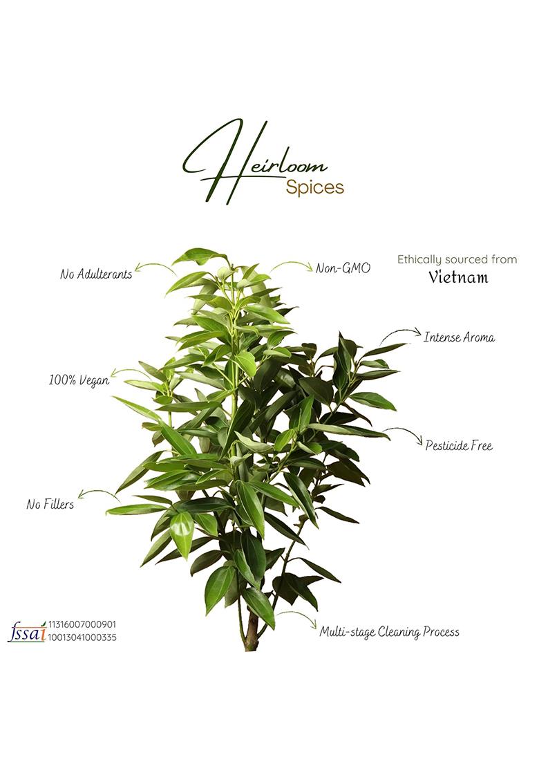 Heirloom Spices Spices- 50 Grams Whole Natural Cassia Cinnamon From Vietnam | Pesticide Free, No Added Colours Premium Dalchini Healthy Life Choice