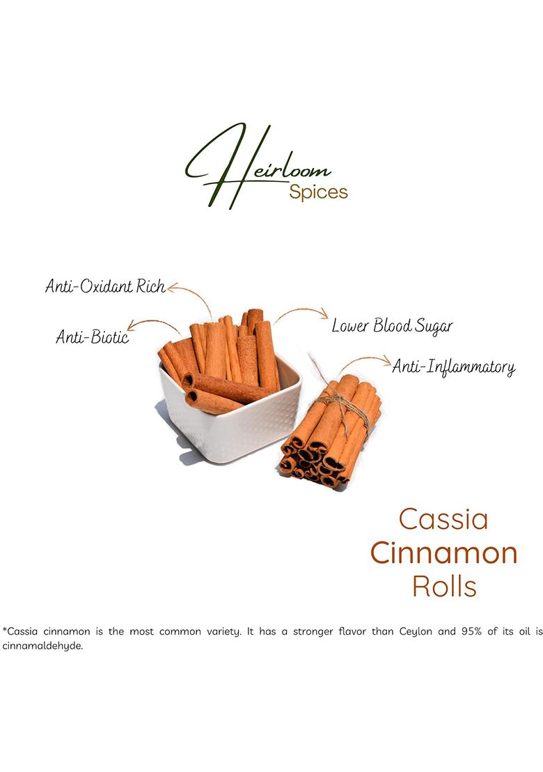 Heirloom Spices Spices- 50 Grams Whole Natural Cassia Cinnamon From Vietnam | Pesticide Free, No Added Colours Premium Dalchini Healthy Life Choice