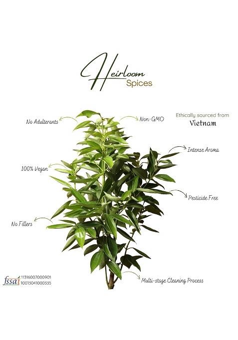 Heirloom Spices Spices- 50 Grams Whole Natural Cassia Cinnamon From Vietnam | Pesticide Free, No Added Colours Premium Dalchini Healthy Life Choice