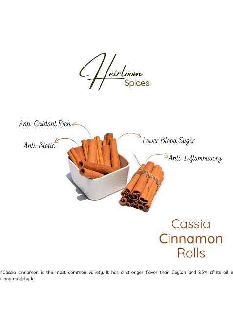 Heirloom Spices Spices- 50 Grams Whole Natural Cassia Cinnamon From Vietnam | Pesticide Free, No Added Colours Premium Dalchini Healthy Life Choice