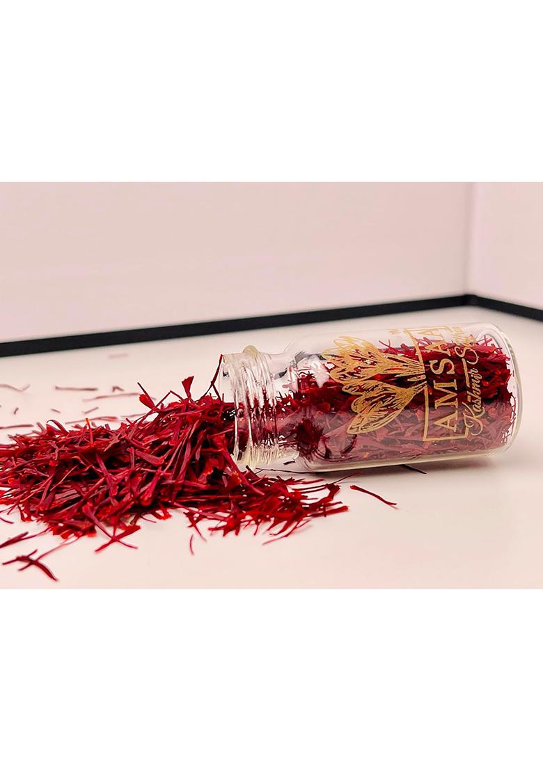 Amsaa Kashmir Saffron, Grade-1 Mogra, Whole Red Threads, 100% Pure And Authentic, Organic Glass Vial, Sourced From Pampore, (2 Gram)