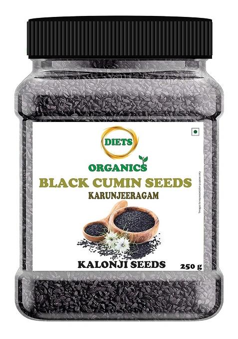 Diets Organics Black Cumin Seeds-250 G, Karunjeeragam, Kala Jeera, Kalonji Seeds- 250 Grams