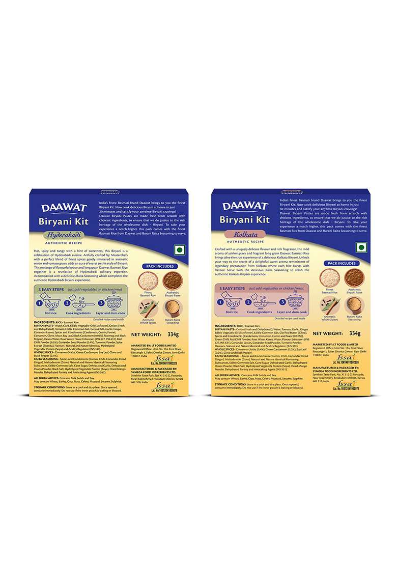 Daawat Biryani Kit Hyderabadi & Kolkata (Pack Of 2)| Ready In 30 Min - Indya