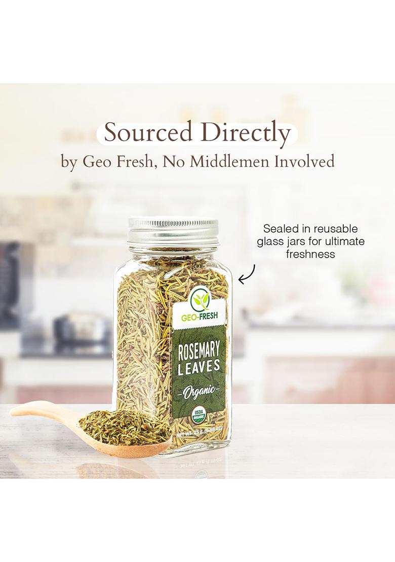 Geo-Fresh Organic Driedrosemary,25G|Seasoning|For Cooking,Tea|Rich In Anti-Oxidants|Support Hair Growth|No Artifical Colour & Preservatives|100% Organic,Non-Gmo,Usda Certified,Jaivik Bharat Certified