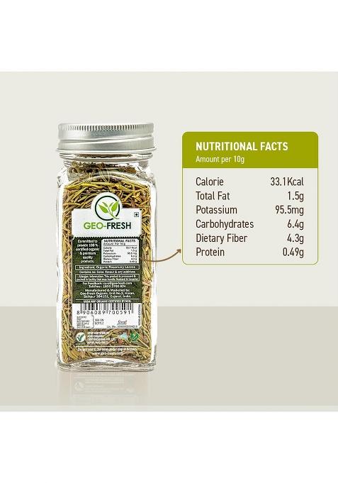 Geo-Fresh Organic Driedrosemary,25G|Seasoning|For Cooking,Tea|Rich In Anti-Oxidants|Support Hair Growth|No Artifical Colour & Preservatives|100% Organic,Non-Gmo,Usda Certified,Jaivik Bharat Certified
