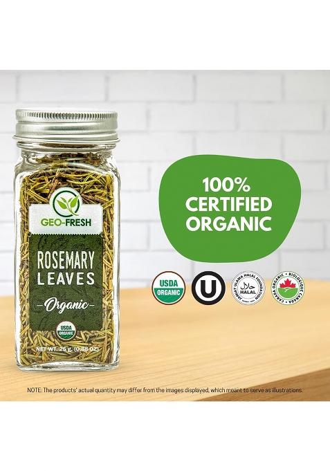 Geo-Fresh Organic Driedrosemary,25G|Seasoning|For Cooking,Tea|Rich In Anti-Oxidants|Support Hair Growth|No Artifical Colour & Preservatives|100% Organic,Non-Gmo,Usda Certified,Jaivik Bharat Certified