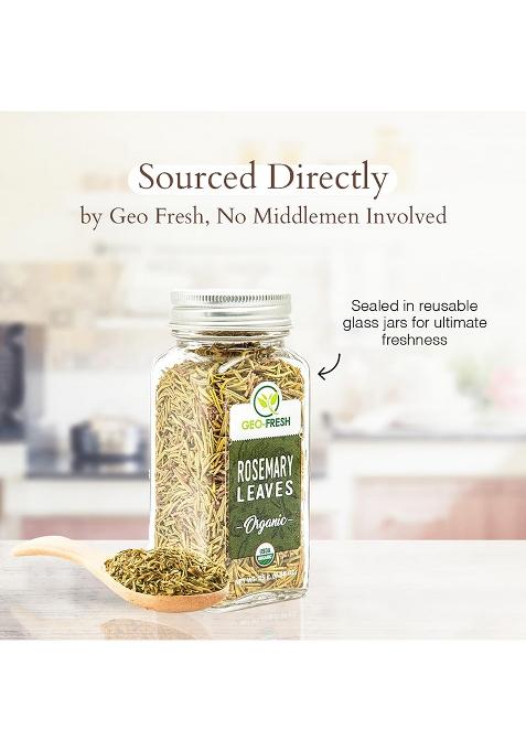 Geo-Fresh Organic Driedrosemary,25G|Seasoning|For Cooking,Tea|Rich In Anti-Oxidants|Support Hair Growth|No Artifical Colour & Preservatives|100% Organic,Non-Gmo,Usda Certified,Jaivik Bharat Certified