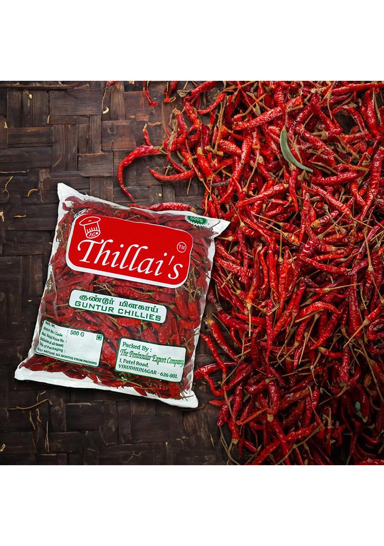 Thillai'S Guntur Hot Dried Red Chilli-500G
