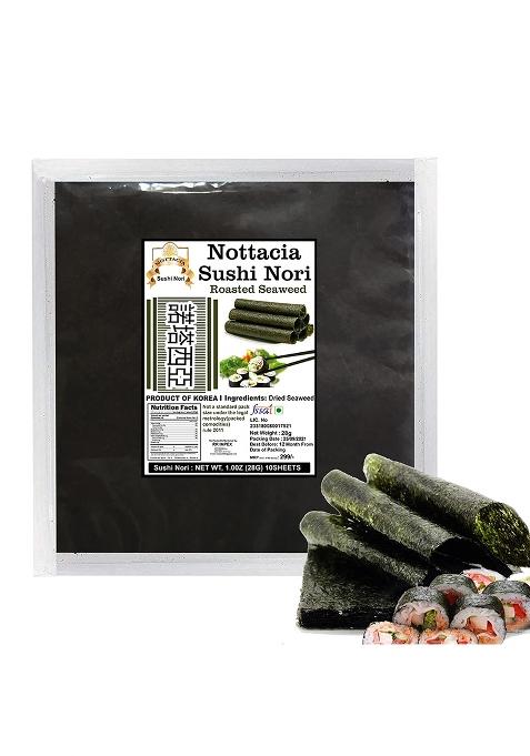 Nottacia Sushi Nori Roasted Seaweed Sheets 28G (10 Sheets, Pack Of 1) | Rolls & Snacks
