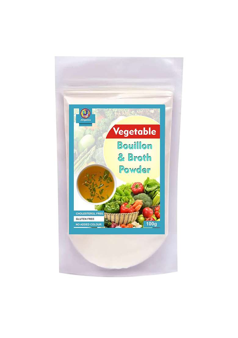 J Organics Vegetable Bouillon & Broth Powder ( ) Easy Cooking Essentials For Soup Veggies Curries Rolls Salads (100G) - Indya