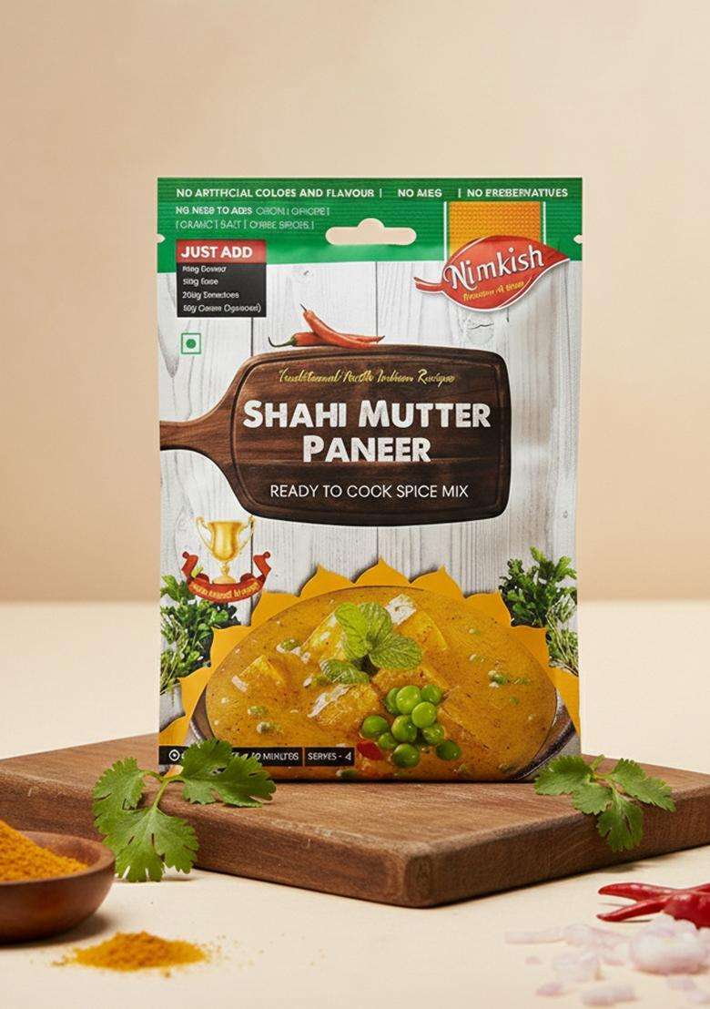 Nimkish Shahi Mutter Paneer Masala 60G (Pack Of 2, 30G Each), Ready To Cook Spice Mix, Complete Premix - Indya