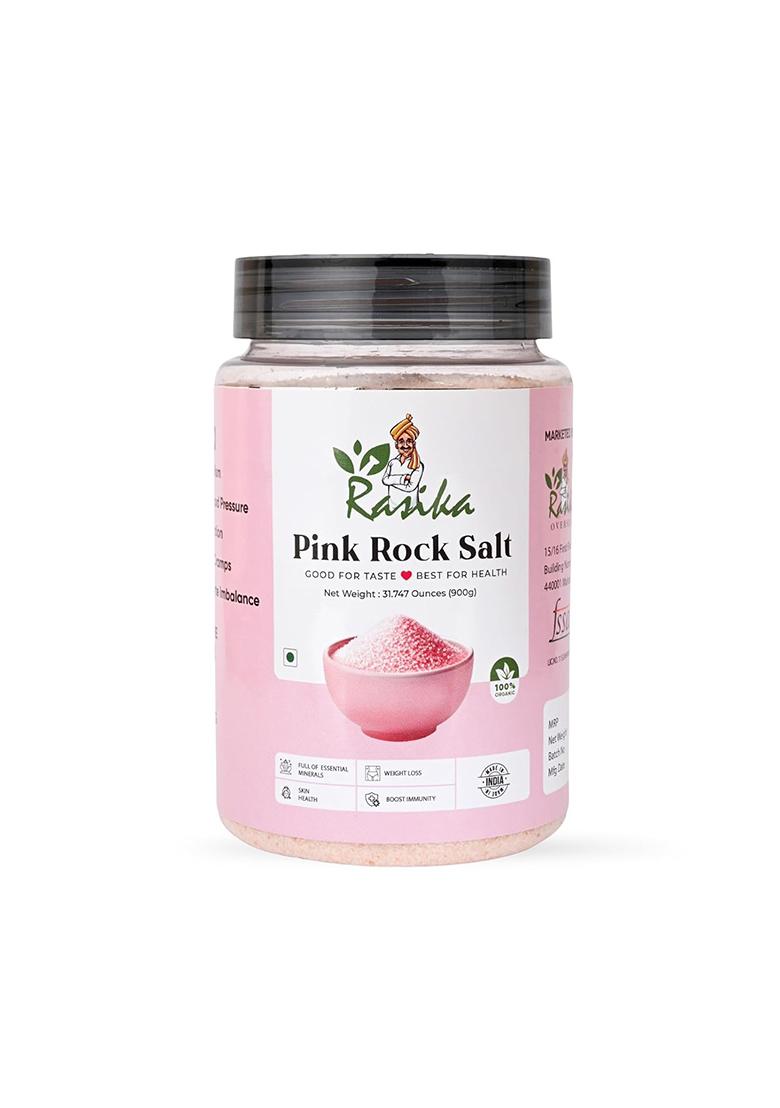 Rasika Overseas Organic Pink Rock Salt 900G Jar | 100% Natural, Unrefined & Mineral-Rich Himalayan Sendha Namak For Cooking, Seasoning Detox Keto Vegan Friendly