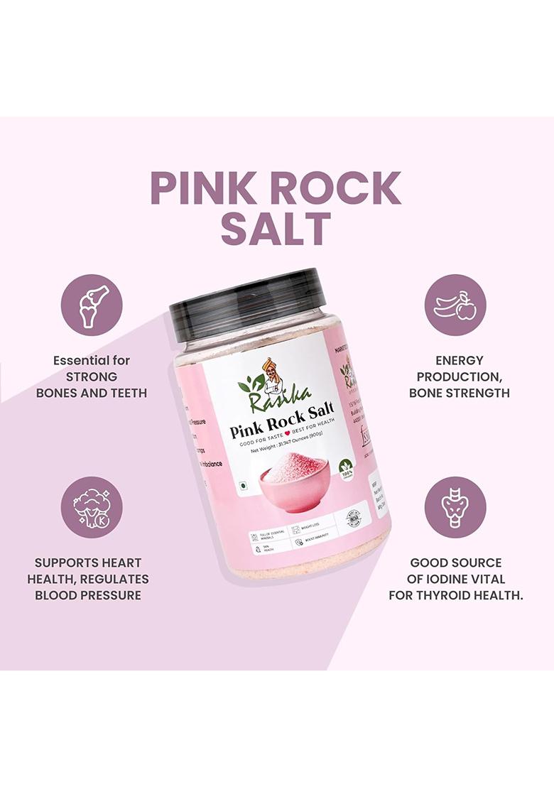 Rasika Overseas Organic Pink Rock Salt 900G Jar | 100% Natural, Unrefined & Mineral-Rich Himalayan Sendha Namak For Cooking, Seasoning Detox Keto Vegan Friendly
