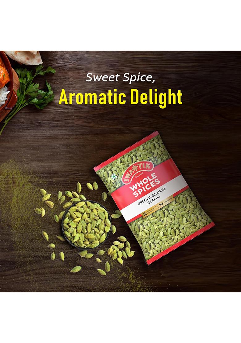 Swastik Green Cardmom | Rich In Flavour No Added Colours Natural And Authentic (50 Gram)