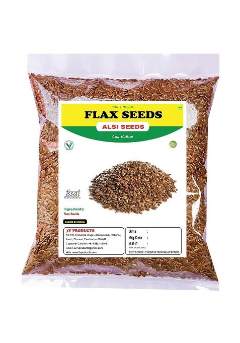 3V Products Natural Flax Seeds 200G | Aali Vidhai Alsi Seed Agase Beej For Hair Growth Eating Weight Loss Rich In Omega Source Of Iron & Dietary Fibre