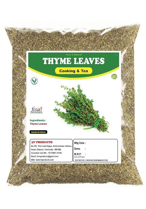 3V Products Organic Thyme Leaves 100 Grams | Dry Use For Herb Seasoning & Herbal Tea Cough Cold