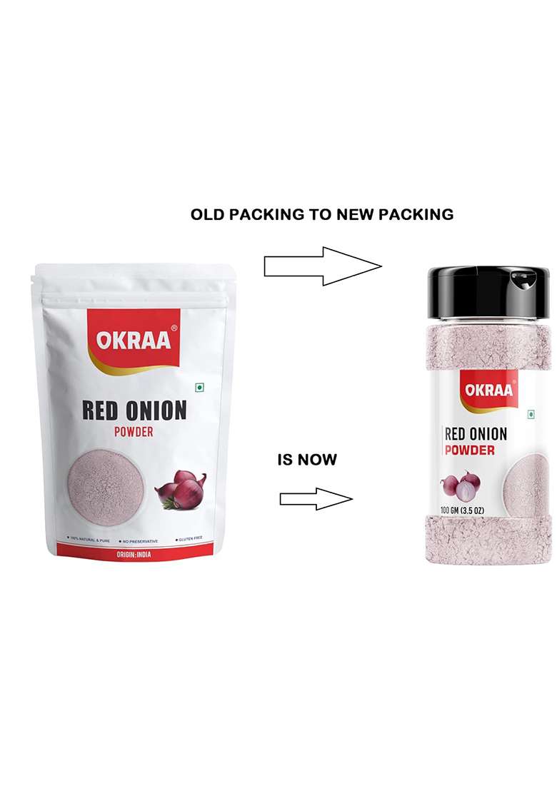 Okraa Red Onion Powder - 100 Gm/Dehydrated Pyaz/Ready To Use - Indya