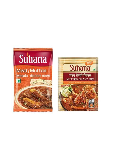 Suhana Mutton Meat Masala 200G X 1 & Gravy 80G 2 Spice Mix | Easy To Cook - Pack Of 3