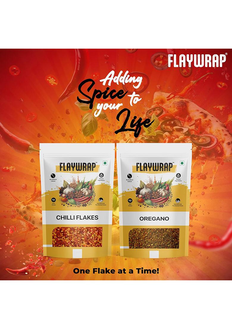 Flaywrap Seasoning Combo | Chilli Flakes 100Gm + Oregano Premium Italian Spice Mix All-Natural No Preservatives For Pizza, Pasta, Sandwiches & More Pack Of 2