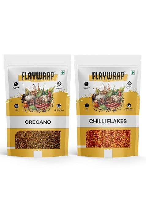 Flaywrap Seasoning Combo | Chilli Flakes 100Gm + Oregano Premium Italian Spice Mix All-Natural No Preservatives For Pizza, Pasta, Sandwiches & More Pack Of 2