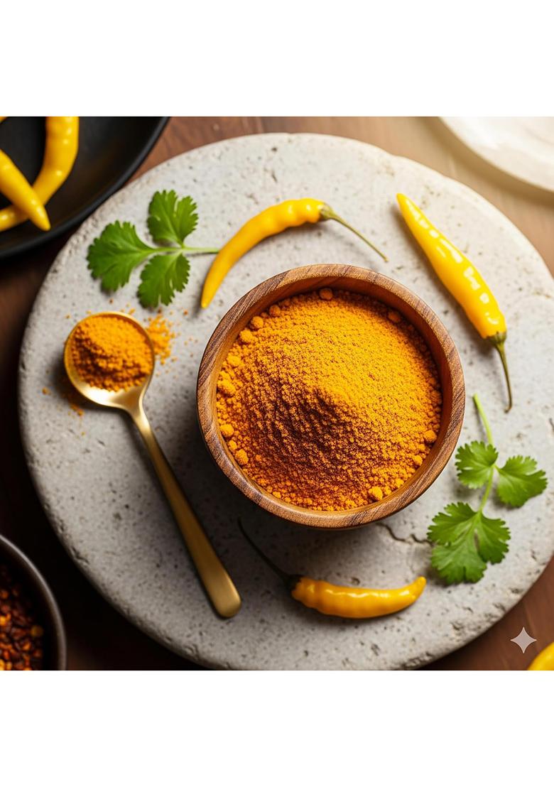 The Mmasala Box Co. Yellow Chilli Powder | Premium Natural Spice Mild Heat & Rich Flavor Handmade In India 100 Grams