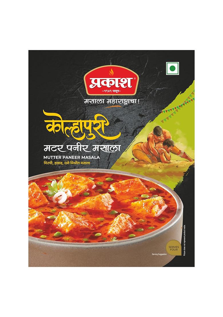 Prakash Kolhapuri Mutter Paneer Masala 25 Gm | Pack Of 4 Ready To Use Easy Cook Authentic Maharashtra Spices Serves (Per Pack) No Preservatives, Colours Or Artificial Flavours