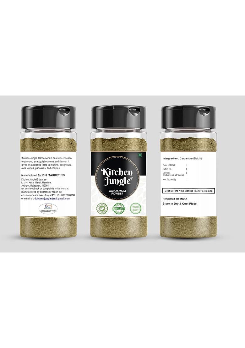 Kitchen Jungle Cardamom Powder | Ilaichi Elaichi (100Gm Jar Pack Of 2) Aromatic & Flavorful Spice Rich In Antioxidants Ideal For Cooking Baking Freshly Ground