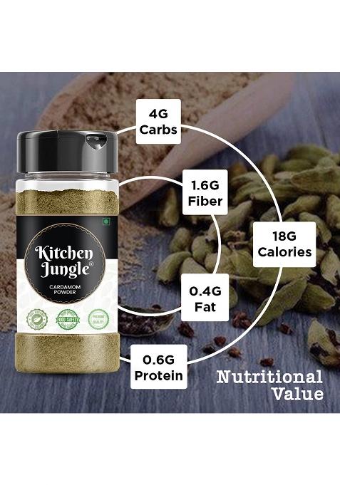 Kitchen Jungle Cardamom Powder | Ilaichi Elaichi (100Gm Jar Pack Of 2) Aromatic & Flavorful Spice Rich In Antioxidants Ideal For Cooking Baking Freshly Ground