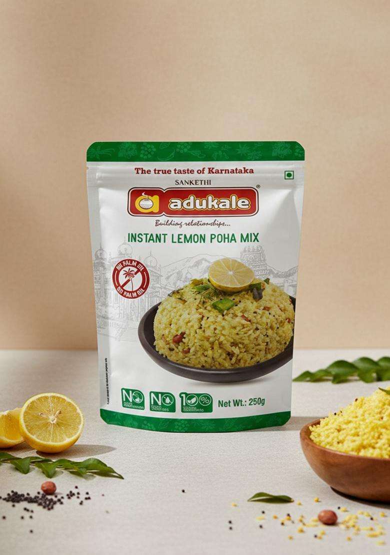 Adukale Lemon Poha Mix/Avalakki Bisi Nimbe Bhath Mix, 250G - Indya