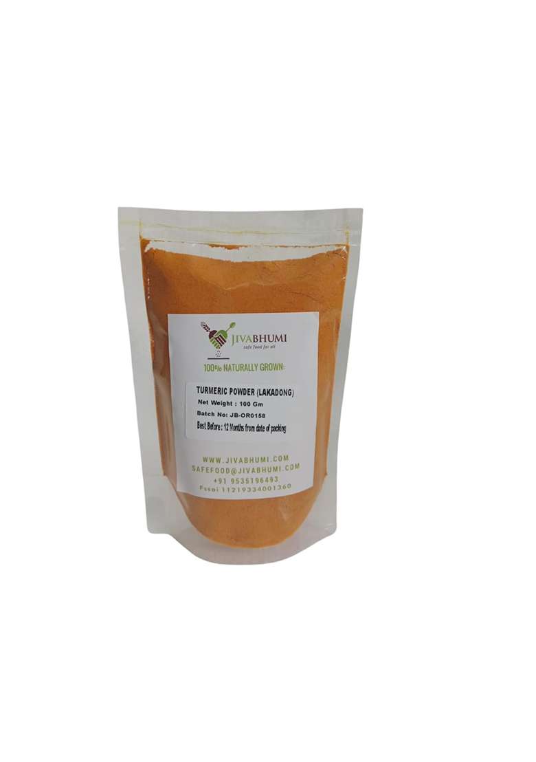Jivabhumi Organic Lakadong Turmeric Powder 100G | High Curcumin Haldi Unpolished & Naturally Grown Strong Aroma Bright Colour Ideal For Golden Milk, Cooking Ayurvedic Use - Indya