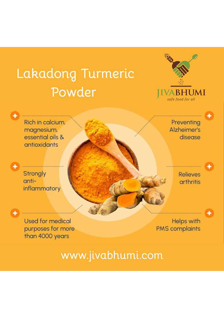 Jivabhumi Organic Lakadong Turmeric Powder 100G | High Curcumin Haldi Unpolished & Naturally Grown Strong Aroma Bright Colour Ideal For Golden Milk, Cooking Ayurvedic Use - Indya