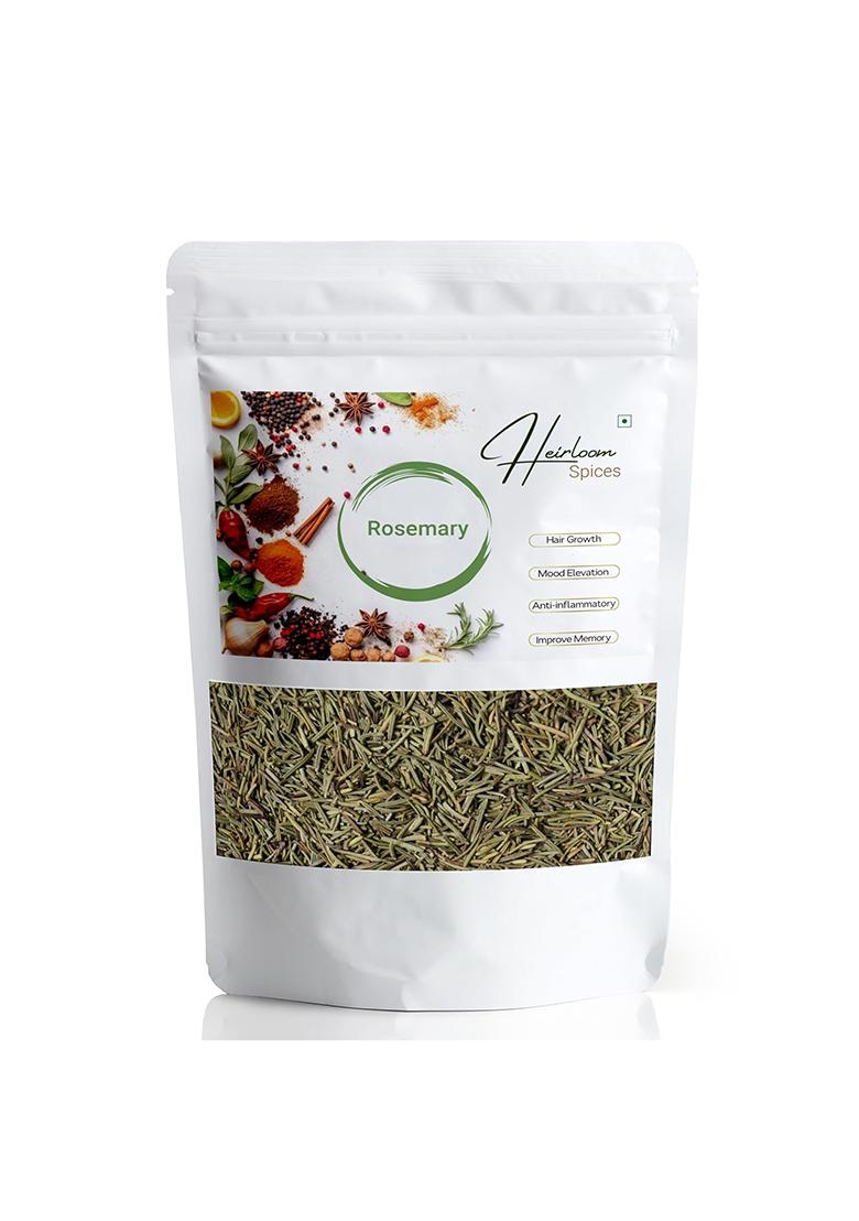 Heirloom Spices Spices- 100 Grams Whole Natural Dried Rosemary For Haircare And Cooking | Pesticide Free, No Added Colours Best Healthy Life Choice