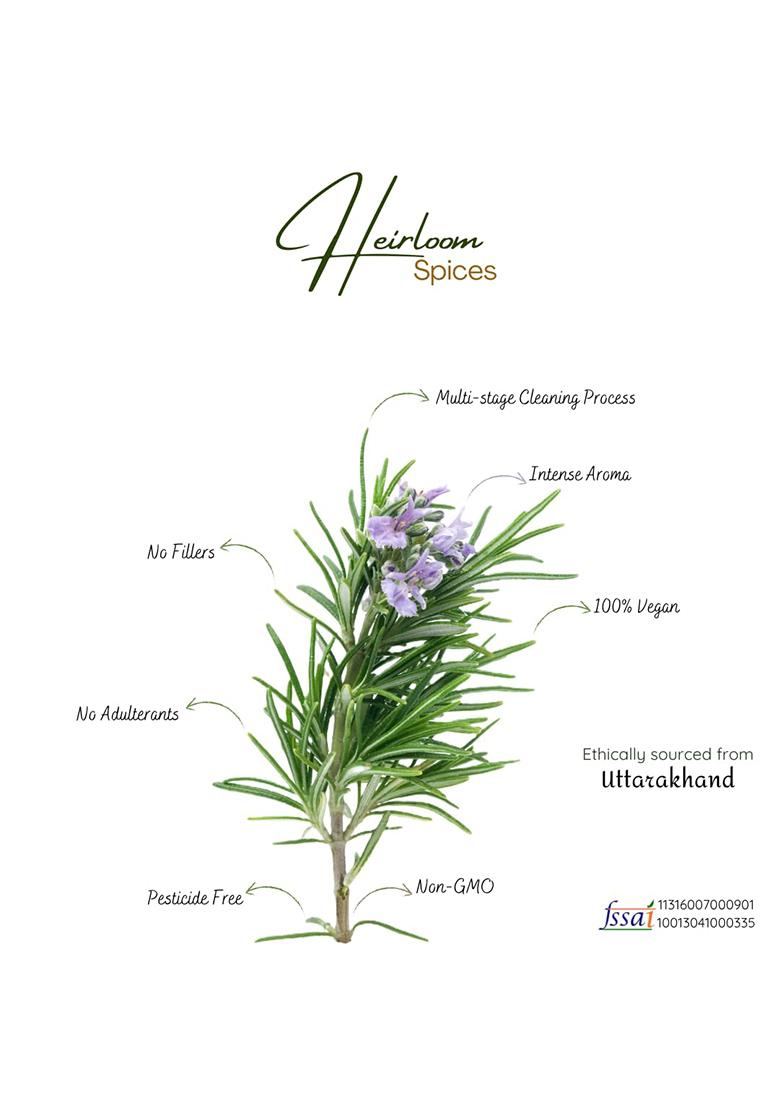 Heirloom Spices Spices- 100 Grams Whole Natural Dried Rosemary For Haircare And Cooking | Pesticide Free, No Added Colours Best Healthy Life Choice