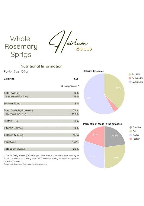 Heirloom Spices Spices- 100 Grams Whole Natural Dried Rosemary For Haircare And Cooking | Pesticide Free, No Added Colours Best Healthy Life Choice