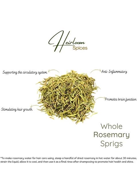 Heirloom Spices Spices- 100 Grams Whole Natural Dried Rosemary For Haircare And Cooking | Pesticide Free, No Added Colours Best Healthy Life Choice