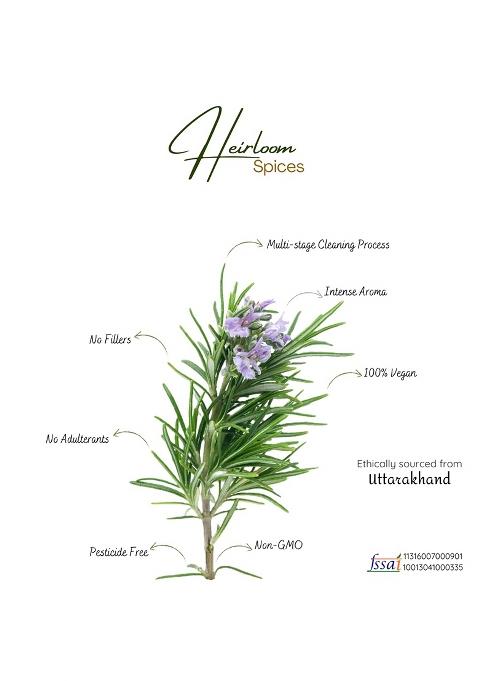 Heirloom Spices Spices- 100 Grams Whole Natural Dried Rosemary For Haircare And Cooking | Pesticide Free, No Added Colours Best Healthy Life Choice