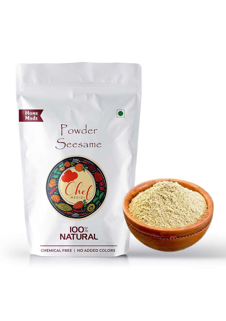 Chef Medidi Roasted White Sesame Powder| Benniseed | Till (Ellu) Nuvvula Podi 100% Natural And Preservetives Free - (500 Grams) - Indya