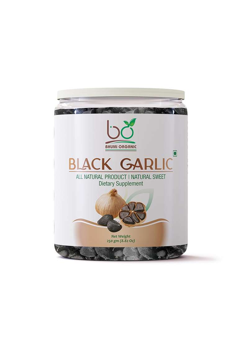 Bhumi Organic Black Garlic - Peeled Cloves, Ready To Eat, Highly Nutritious (250Gm) - Indya
