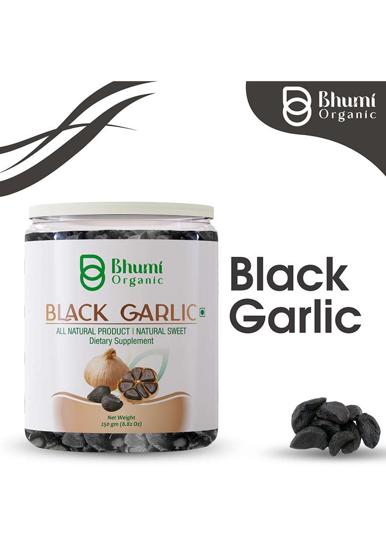 Bhumi Organic Black Garlic - Peeled Cloves, Ready To Eat, Highly Nutritious (250Gm) - Indya