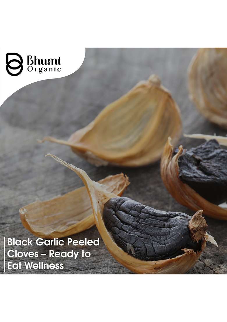 Bhumi Organic Black Garlic - Peeled Cloves, Ready To Eat, Highly Nutritious (250Gm) - Indya