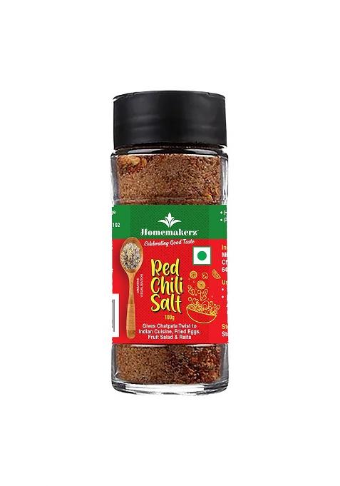 Homemakerz Red Chili Salt - Healthy & Mineral Rich Flavoured Sea For Daily Cooking 100 Gm