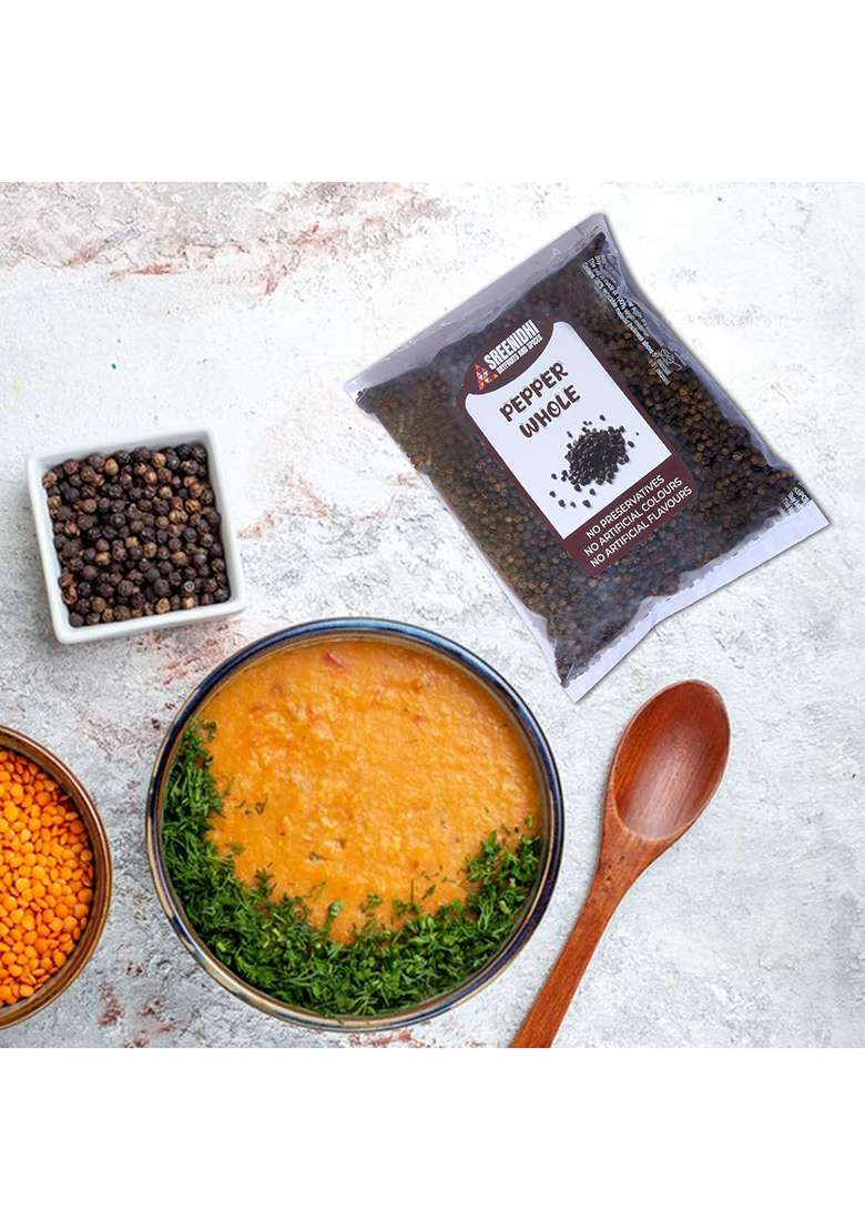 Sreenidhi Whole Black Pepper 500G | 100% Natural Sabut Kali Mirch Bold, Aromatic Spice For Tadka, Curries & Seasoning Non-Gmo Additive-Free - Indya