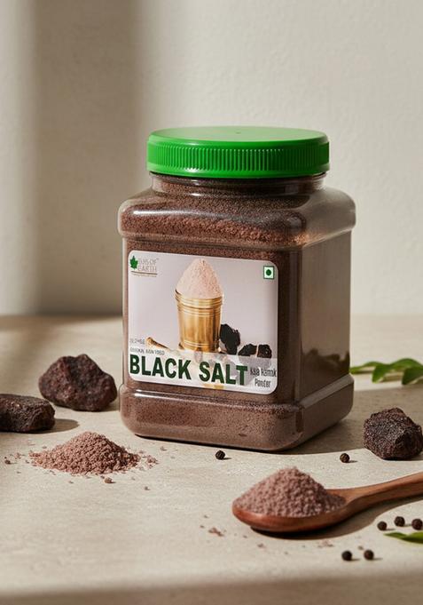 Bliss Of Earth Traditional Kiln Fired Black Salt Powder Kala Namak Non Iodized For Weight Loss & Healthy Cooking, Natural Substitute White 1Kg