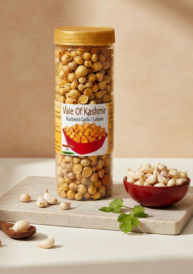 Vale Of Kashmir Kashmiri Garlic Lehsun 1Kg In Jar Pack 4, Himalayan Single Clove - Indya