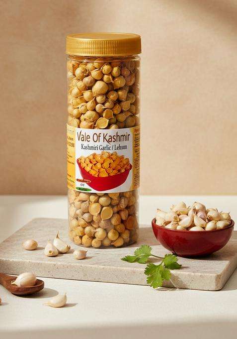 Vale Of Kashmir Kashmiri Garlic Lehsun 1Kg In Jar Pack 4, Himalayan Single Clove