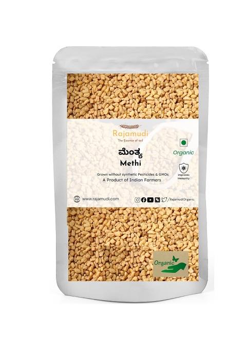 Rajamudi Organics Organic Meethi (Fenugreek Seeds) | Raw & Unpolished Supports Digestion (100 G)