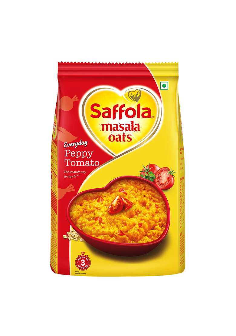 Saffola Masala Oats, Tasty Evening Snack, Peppy Tomato, 500G & Veggie Twist, - Indya