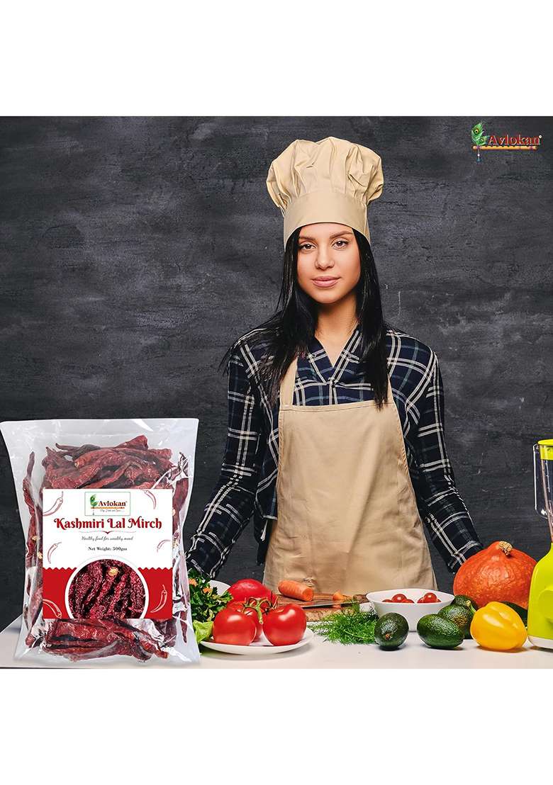 Avlokan Kashmiri Stemless Red Chilli 500 Gram- 100% Natural, Hot & Spicy Dried | Sabut Lal Mirch - Indya